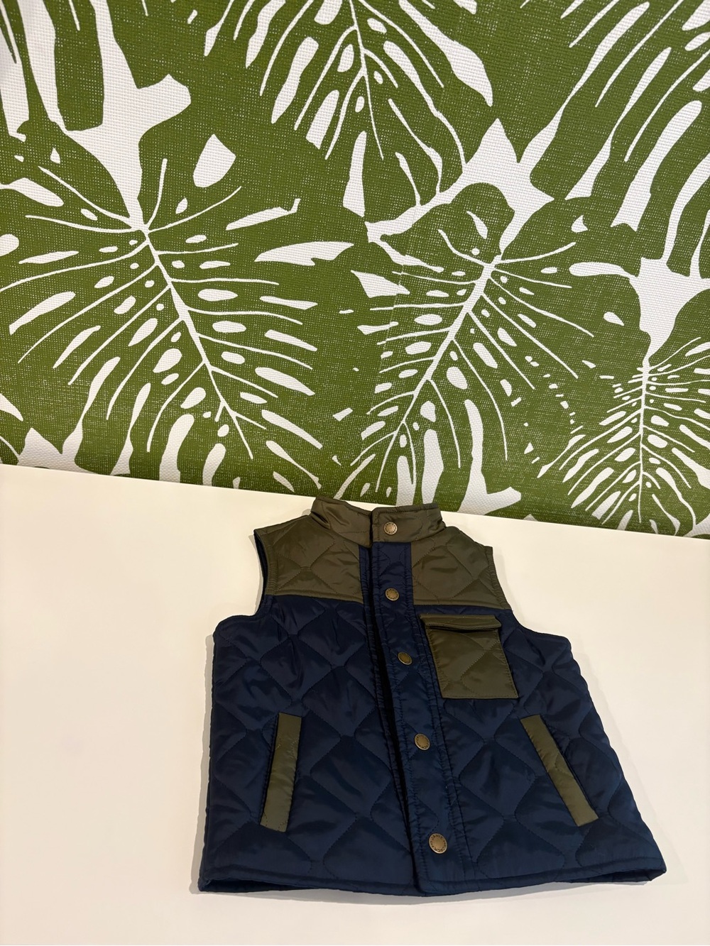 Janie and Jack Navy and Olive Green Quilted Kids Vest